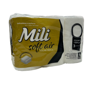 Papel Higiênico Soft Air Folha Tripla (MILI) – Pacote com 12 Rolos