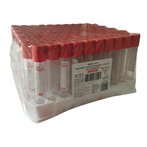 Tubo de Coleta a Vácuo Plástico Vermelho Seco Siliconizado 9 ml (LABOR) – Rack com 100 Unidades