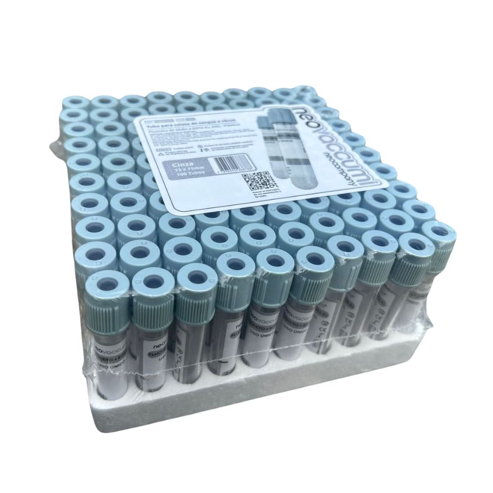 Tubo de Coleta a Vácuo Plástico Fluoreto de Sódio 2 ml (NEOLAB) – Rack com 100 Unidade
