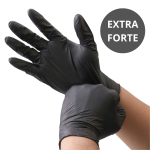 10×100 Luvas Nitrilo Pretas Extra Fortes 7gr (Tamanho L)