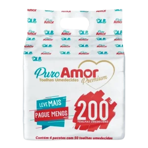 Toalha Umedecida Puro Amor Premium C/4 Pacotes