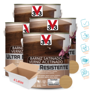 Verniz Acetinado Ultra-Resistente Carvalho Claro – V33 (4 x Lata 750ml)