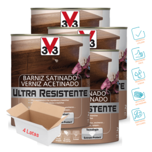 Verniz Acetinado Ultra-Resistente Incolor – V33 (4 x Lata 250ml)