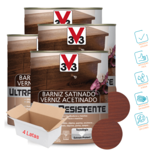 Verniz Acetinado Ultra-Resistente Mogno – V33 (4 x Lata 250ml)